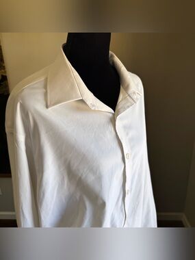 Haggar White Men's Dress Shirt - Point Collar